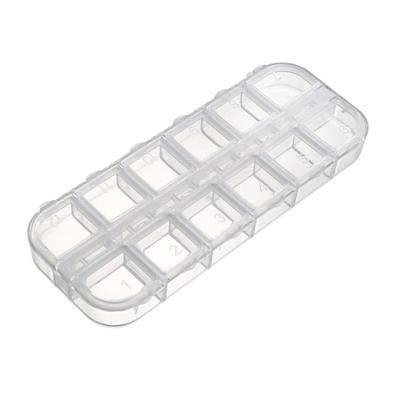 Component Storage Box PS Fixed 12 Grids Clear White 130x52x15mm 2 Pcs - 12 Grids (2pcs)