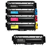 Brother Genuine Standard Yield Black 2-Pack TN221BK and High Yield Colors Toner Cartridge Set TN225C TN225M and TN225Y Replacement Cyan Magenta and Yellow Toners