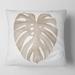 Designart 'Ivory Pastel Monstera Heart Shaped Tropical Leaf' Traditional Printed Throw Pillow