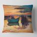 Designart 'Boat During Evening Glow At The Lake I' Nautical & Coastal Printed Throw Pillow