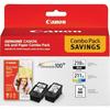 Genuine Canon PG-210XL Black & CL-211XL Color Inks and Paper Combo Pack (2973B004)