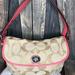 Coach Bags | Coach Beautiful Shoulder Bag With Leather Straps | Color: Cream/Pink | Size: 13 1/2” X 8”