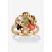 Women's Coral, Opal, Jade, Onyx And Tiger'S-Eye Cluster Ring In Gold-Plated by PalmBeach Jewelry in Gold (Size 6)