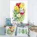 East Urban Home Bouquet of White & Red Tulips - Wrapped Canvas Photograph Metal in Green/Pink/Yellow | 32 H x 16 W x 1 D in | Wayfair