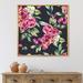 East Urban Home Red Vintage Roses & Berries On Black - Floater Frame Print on Canvas in White | 36 H x 36 W x 1.5 D in | Wayfair