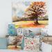 East Urban Home Lone Oak In The Fields w/ Autum Leaves - Wrapped Canvas Print Metal in Orange | 16 H x 32 W x 1 D in | Wayfair