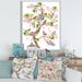 East Urban Home Tree w/ Colorful Birds on Flowering Branches - Graphic Art on Canvas Canvas, in Brown/Green/Indigo | 20 H x 12 W x 1 D in | Wayfair