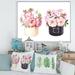 East Urban Home Flower Box w/ Peonies & Rose - Floater Frame Print on Canvas Metal in Black/Pink | 16 H x 32 W x 1 D in | Wayfair