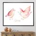 East Urban Home Spring Bird On Blooming Branch w/ Green Leaves - Print on Canvas Metal in Pink | 16 H x 32 W x 1 D in | Wayfair