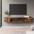 Ebern Designs Rether Floating TV Stand for TVs up to 60" Wood in Brown | 6.85 H in | Wayfair 7CA8A50012FB4A36B4A21367365FBBC7