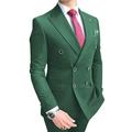 Men's Green Slim Fit Wedding Suit 2 Pieces Double Breasted Groom Tuxedos Jacket Pants 36/30