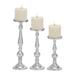 Juniper + Ivory Set of 3 16 In., 13 In., 10 In. Traditional Candle Holder Silver Aluminum - Juniper + Ivory 30812