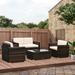 Outsunny 4-Piece Rattan Furniture Set Chairs Loveseat and Table Beige