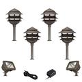 John Timberland Pagoda Bronze 8-Piece LED Landscape Path and Flood Light Set