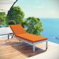 Modway Shore Outdoor Patio Aluminum Chaise with Cushions in Silver Orange