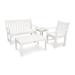 POLYWOOD Vineyard 4-Piece Outdoor Bench, Chair, and Table Set