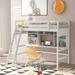 AOOLIVE Twin size Loft Bed with Storage Shelves,Desk and Ladder,White