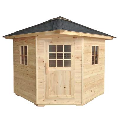 ALEKO Thermowood Wet Dry Outdoor 5 Person Sauna with Roof Certified Heater