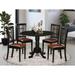 East West Furniture 5 Piece Modern Dining Table Se- a Round Wooden Table wand 4 Kitchen Dining Chairs, Black (Seat Options)