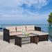 Outsunny 3-Piece Wicker Patio Furniture Sets, Rattan Conversation Sets, Sectional sofa set with Cushioned Lounge Chaise