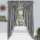 Buffalo Check Gathered Swag Valance Pair 72 x 63, 72 x 63, Black