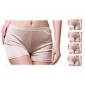 MESHIKAIER Women Plain Underwear 100% Mulberry Silk Boxer Shorts Seamless Briefs Panties Knickers (X-Large, 5 Pack(Beige Color))