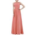 inlzdz Womens Elegant Chiffon Lace Wedding Bridesmaid Dress Evening Prom Gown Empire Maxi Long Dress Coral 10