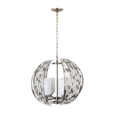 Symie 4-Light Brushed Nickel Chandelier with White...