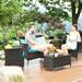 4PCS Outdoor Patio PE Rattan Wicker Table Shelf Sofa Furniture Set - See Description