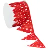 Stoffband Ziehstern Sterne, rot-weiß, 5 cm, 2,5 m