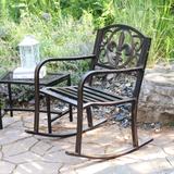 Sunnydaze Patio Rocking Chair - Cast Iron and Steel with Fleur-de-Lis Design