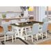 East West Furniture Kitchen Table Set- a Dining Table and Baby Blue Linen Fabric Parson Chairs, Linen White(Pieces Options)