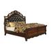 Bacho Dark Burl and Dark Brown Sleigh Bed with Button-tufted Headboard