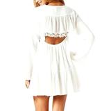 Free People Dresses | Free People Open-Back Mini Dress White Bell Sleeve | Color: White | Size: Xs