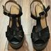 Anthropologie Shoes | Anthropologie T-Strap Platform Black Sandals (37) | Color: Black | Size: 37