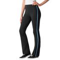 Plus Size Women's Stretch Cotton Side-Stripe Bootcut Pant by Woman Within in Black Paradise Blue (Size 4X)