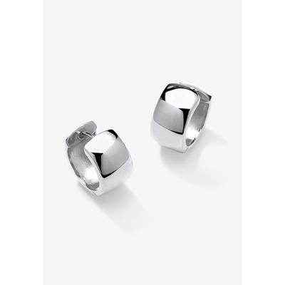 Women's Sterling Silver Hoop Huggie Earrings by PalmBeach Jewelry in White