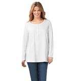 Plus Size Women's Perfect Long-Sleeve Henley Tee by Woman Within in White (Size 5X) Shirt