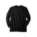 Men's Big & Tall Shrink-Less™ Lightweight Long-Sleeve Crewneck Pocket T-Shirt by KingSize in Black (Size 3XL)