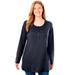 Plus Size Women's Perfect Long-Sleeve Henley Tee by Woman Within in Navy (Size L) Shirt