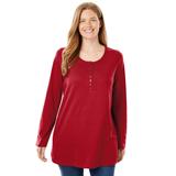 Plus Size Women's Perfect Long-Sleeve Henley Tee by Woman Within in Classic Red (Size L) Shirt