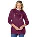 Plus Size Women's Layered-Look Sweatshirt by Woman Within in Deep Claret Floral Heart (Size 38/40)