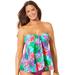 Plus Size Women's Flyaway Bandeau Tankini Top by Swimsuits For All in Hawaiian Floral (Size 10)