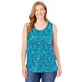 Plus Size Women's Perfect Printed Scoopneck Tank by Woman Within in Waterfall Lovely Ditsy (Size 42/44) Top