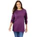 Plus Size Women's Perfect Long-Sleeve Crewneck Tee by Woman Within in Plum Purple (Size 3X) Shirt