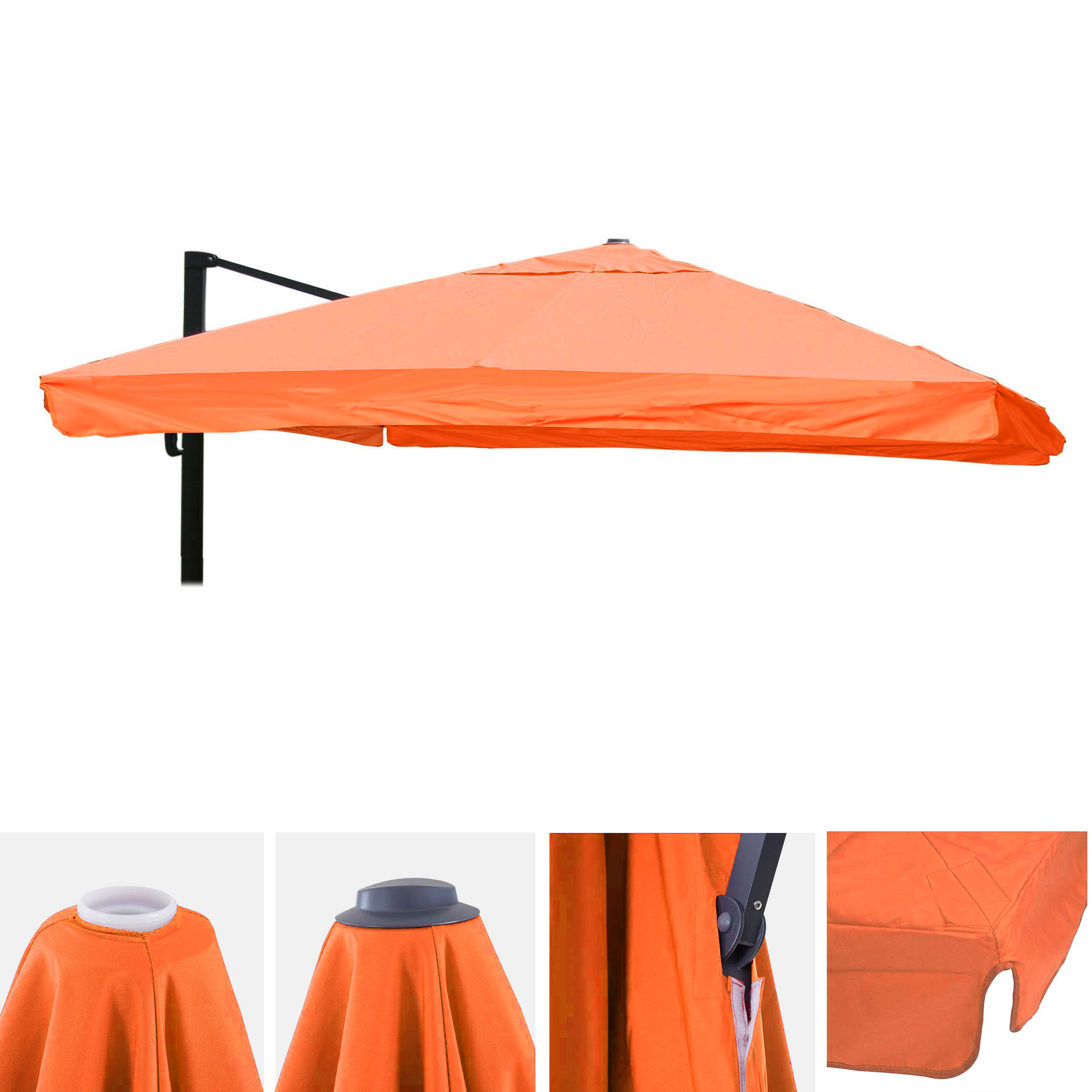 Ersatz-Bezug für Luxus-Ampelschirm HWC-A96 mit Flap, Sonnenschirmbezug, 3x3m (Ø4,24m) Polyester ~ terracotta Image
