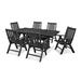 POLYWOOD® Vineyard Folding Chair 7-Piece Farmhouse Outdoor Dining Set w/ Trestle Legs Plastic in Black | 38.5 H x 148 W x 113 D in | Wayfair