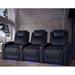 Valencia Theater Seating 99.75" Wide Genuine Leather Power Reclining Home Theater Seating w/ Cup Holder in Black | Wayfair Oslo3-BLK-P