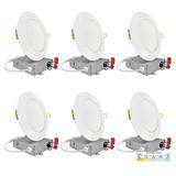 NUWATT 4" Ultra Slim Selectable CCT New Construction LED Canless Recessed Lighting Kit in White | 1 H x 5 W in | Wayfair NW-P-DL-4-9W-5CT-WH-6P