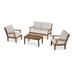 POLYWOOD® Braxton 4-Piece Deep Seating Outdoor Chair Set Plastic in Brown | Wayfair PWS485-2-TE145999